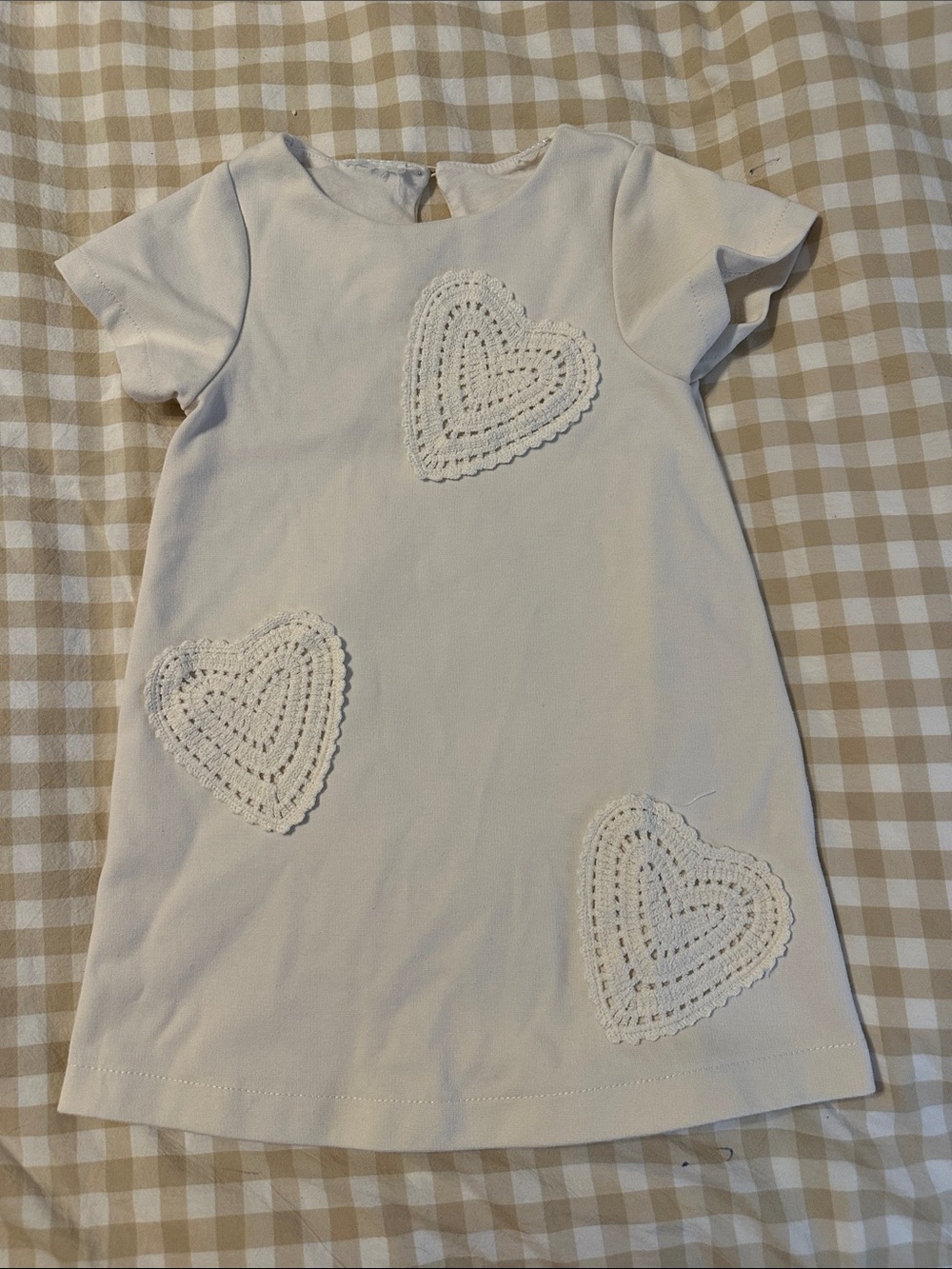 Girls White Heart cotton dress
